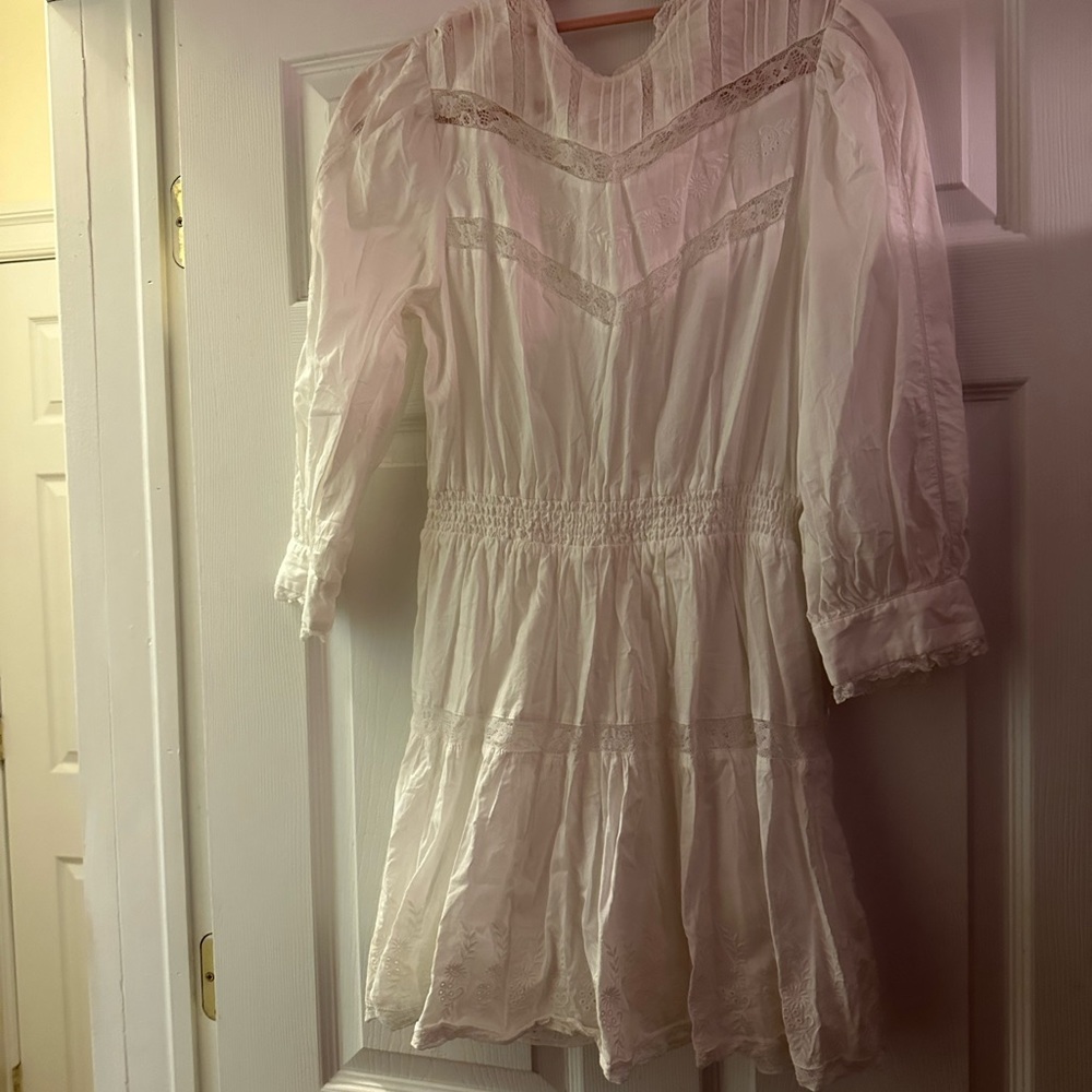 LOVESHACKFANCY x Target Talulah Pintuck Yolk Lace White Mini Dress-Size S - Picture 3 of 5